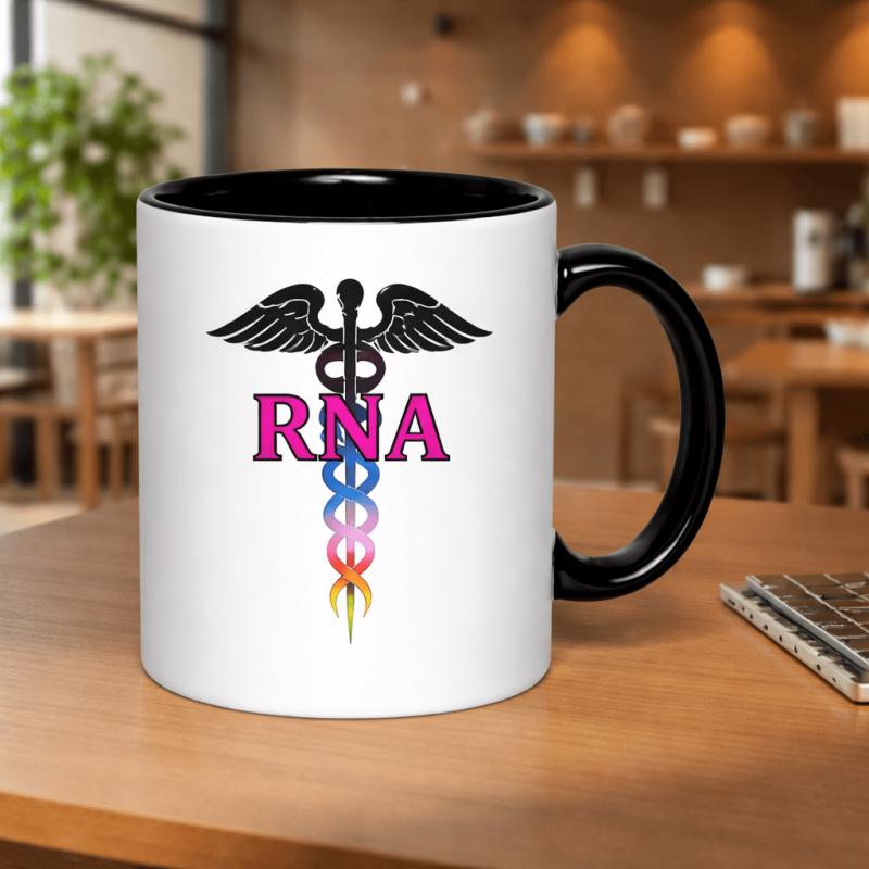 Tailorly Black Accent 11 oz Mug - gradient design of the RNA symbol