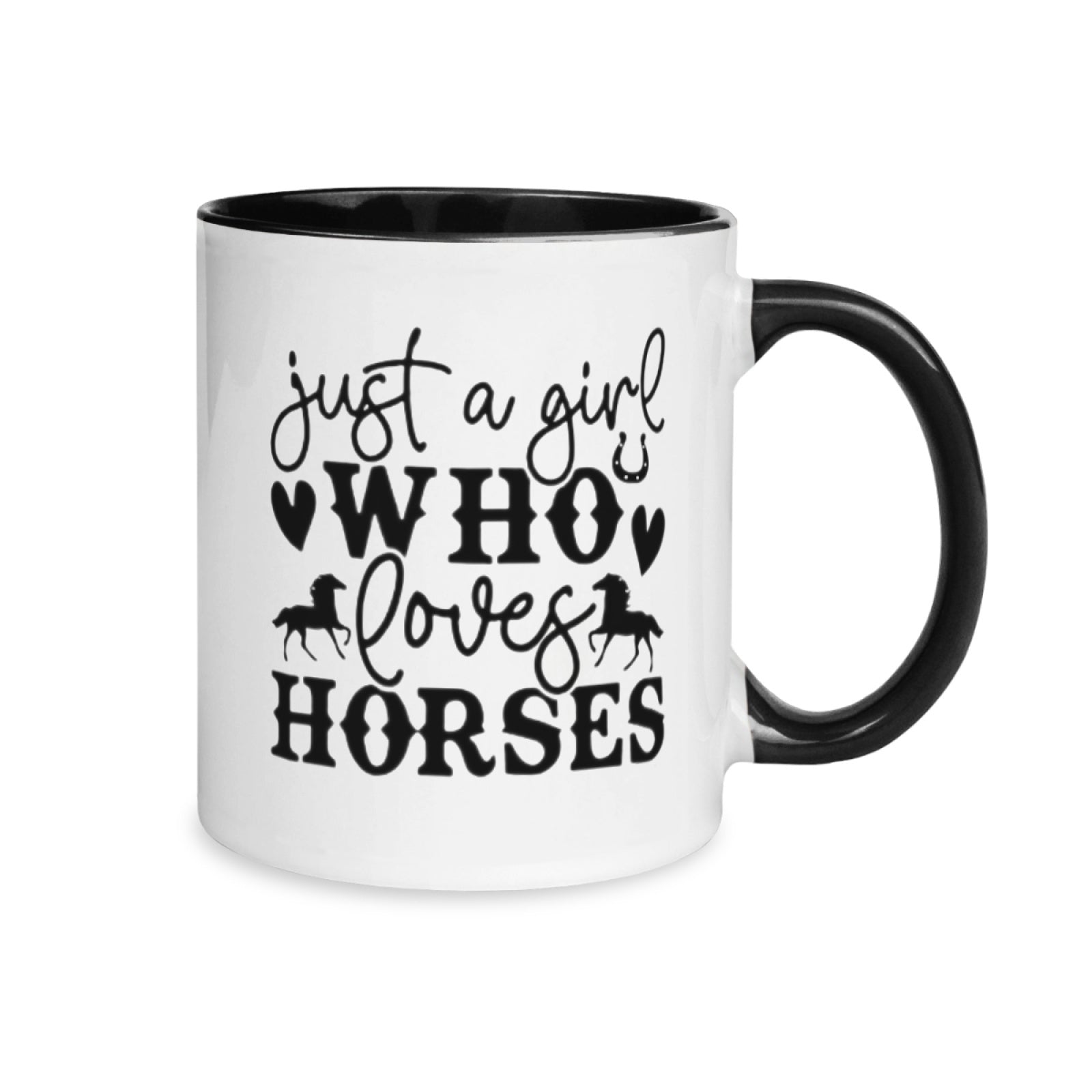 Tailorly Black Accent 11 oz Mug - horses