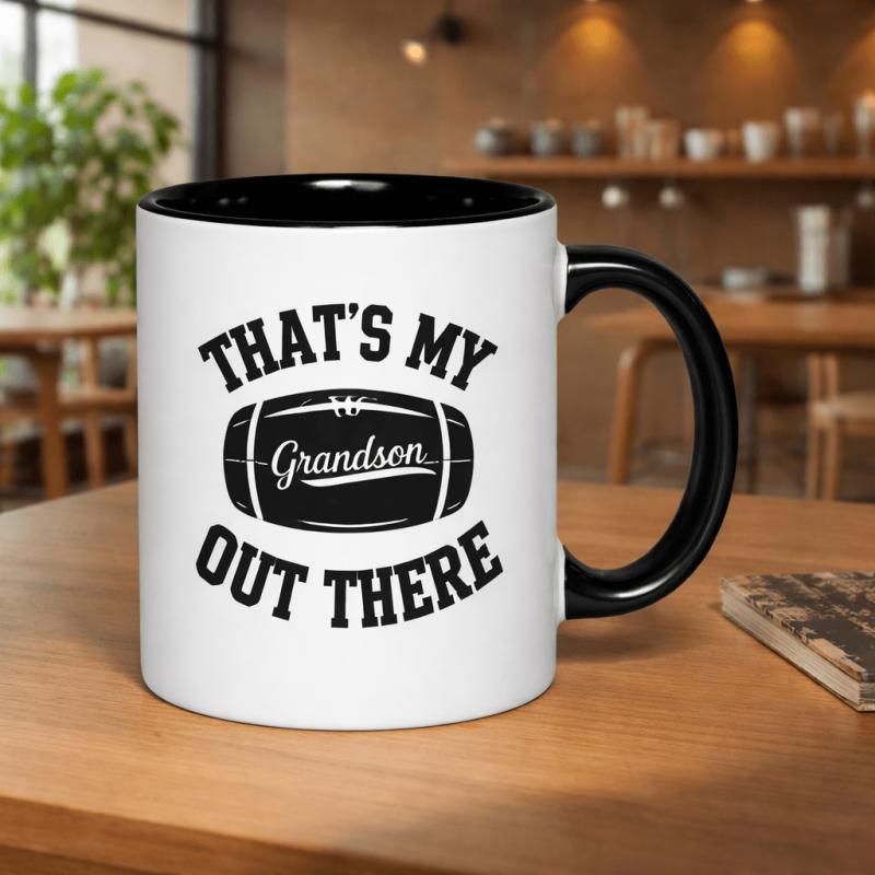 Tailorly Black Accent 11 oz Mug - grandparents support their grandsons text