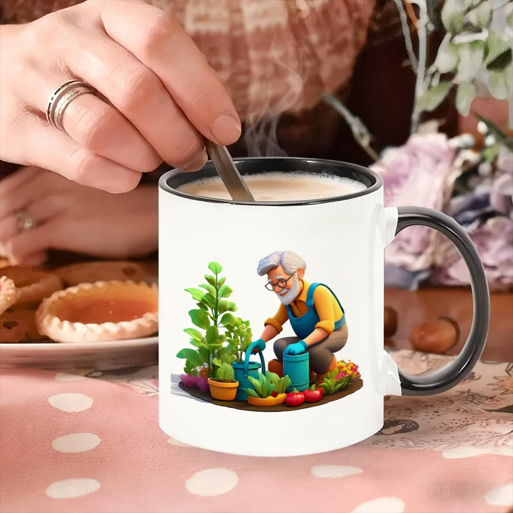 Tailorly Black Accent 11 oz Mug - a single ceramic coffee mug with design ideal for coffee or tea at home or it boasts bright colors and a sleek