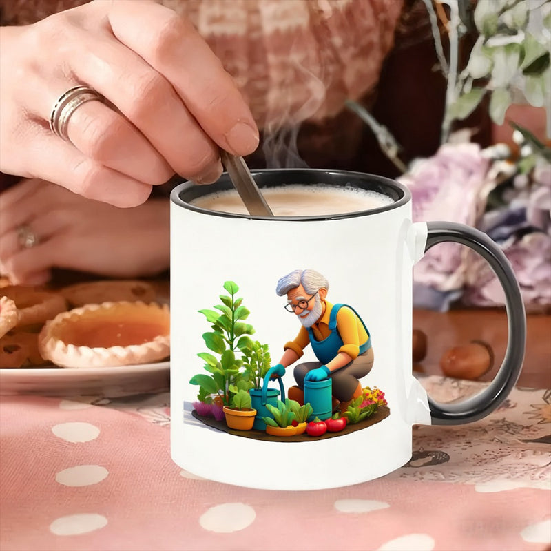 Tailorly Black Accent 11 oz Mug - a single ceramic coffee mug with design ideal for coffee or tea at home or it boasts bright colors and a sleek