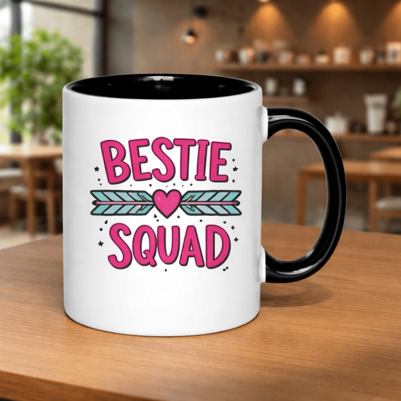 Tailorly Black Accent 11 oz Mug - vintage design with friendship themes and witches
