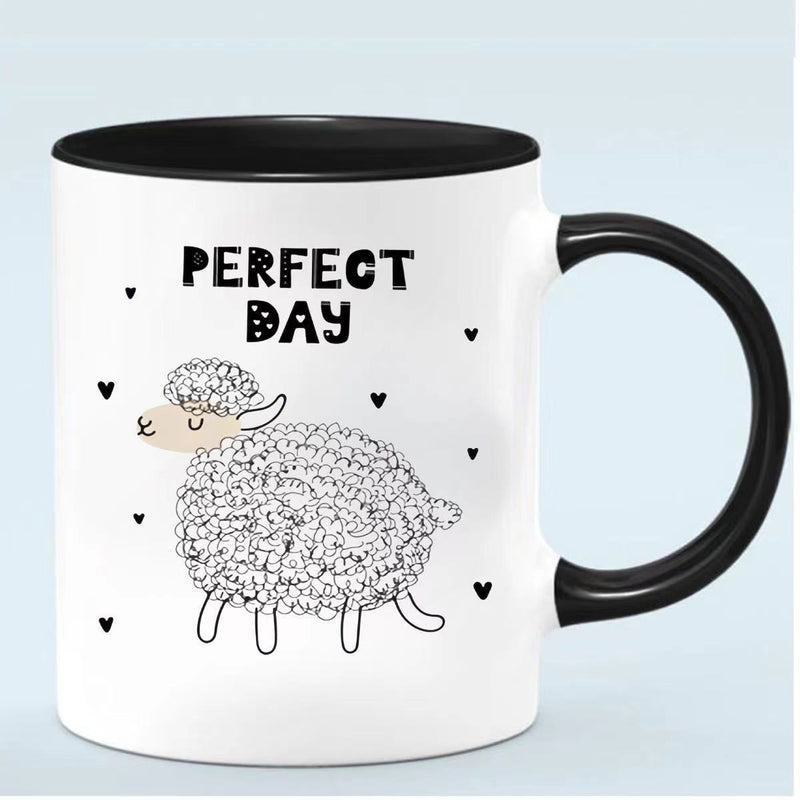 Tailorly Black Accent 11 oz Mug - adorable sheep coffee cup