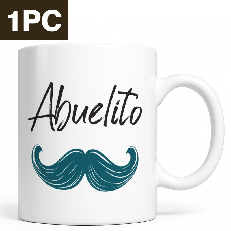 Tailorly White Ceramic 11 oz Mug - mustache and Spanish saying