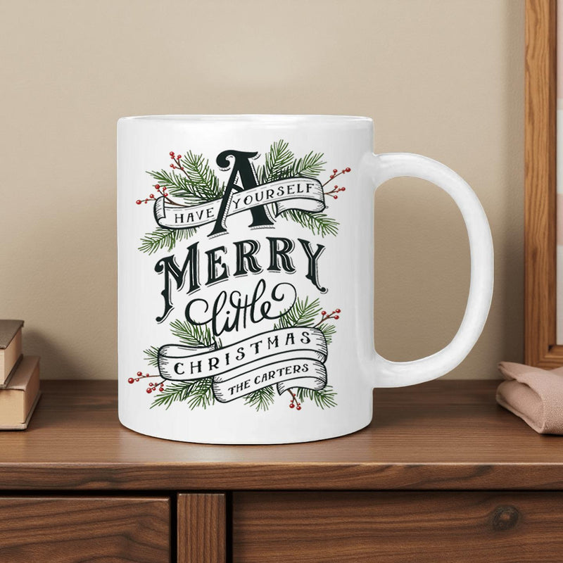 Tailorly White Ceramic 11 oz Mug - christmas merry theme element pattern