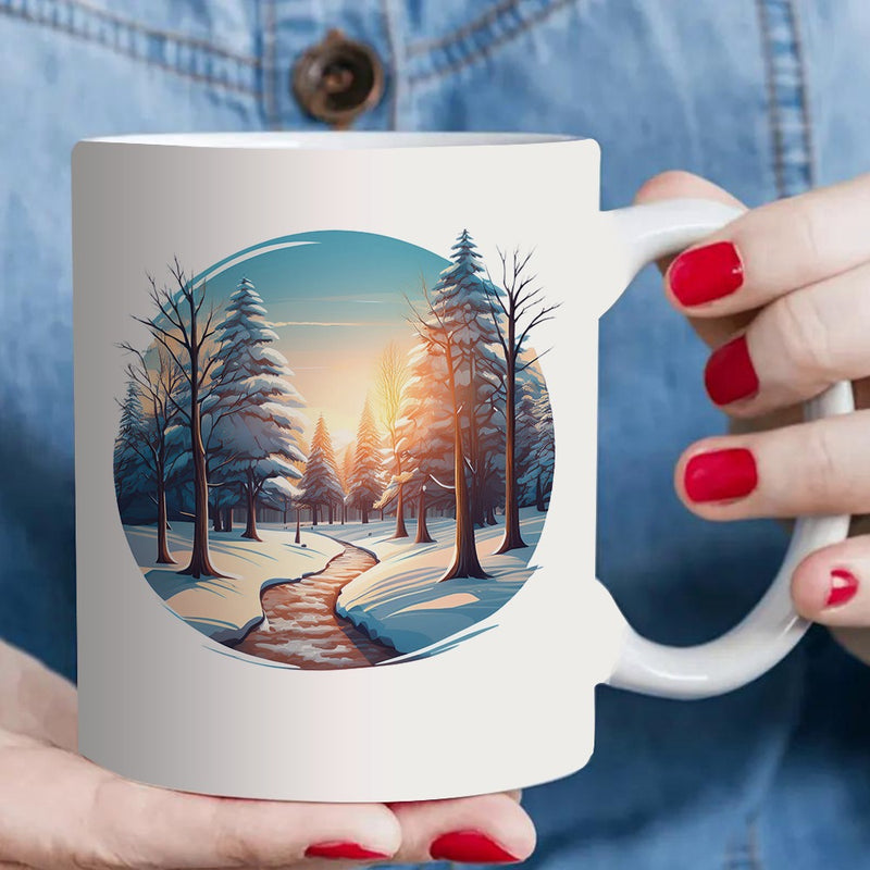 Tailorly White Ceramic 11 oz Mug - sunset design