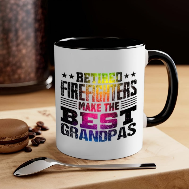 Tailorly Black Accent 11 oz Mug - 1pc 11oz funny mug gift for valentines day 1pc retired firefighters grandpas coffee mug 11oz ceramic cup ideal for