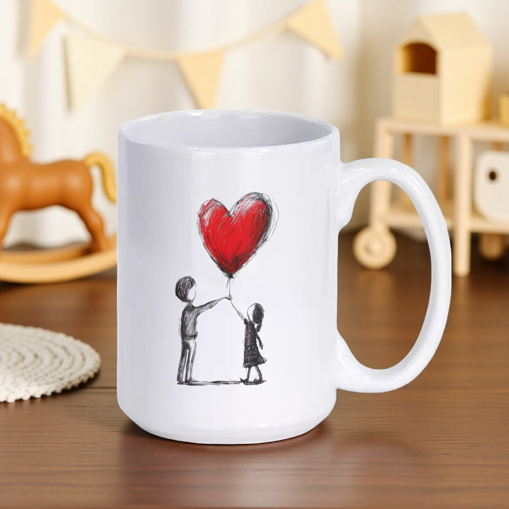 Tailorly White Ceramic 11 oz Mug - coffee tea milk text with valentines day christmas and new years theme