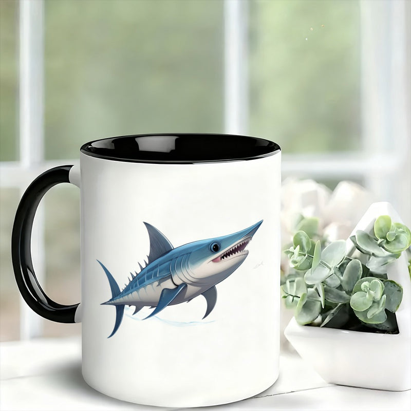 Tailorly Black Accent 11 oz Mug - blue ideal fishing