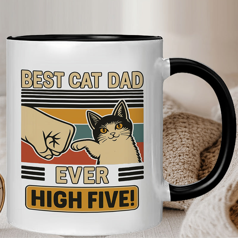 Tailorly Black Accent 11 oz Mug - best cat dad ever text
