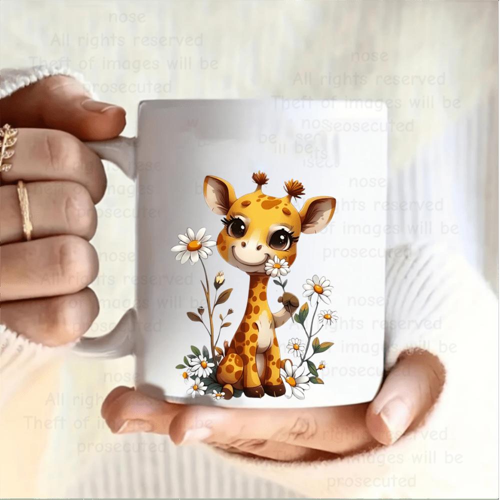 Tailorly White Ceramic 11 oz Mug - cartoon giraffe