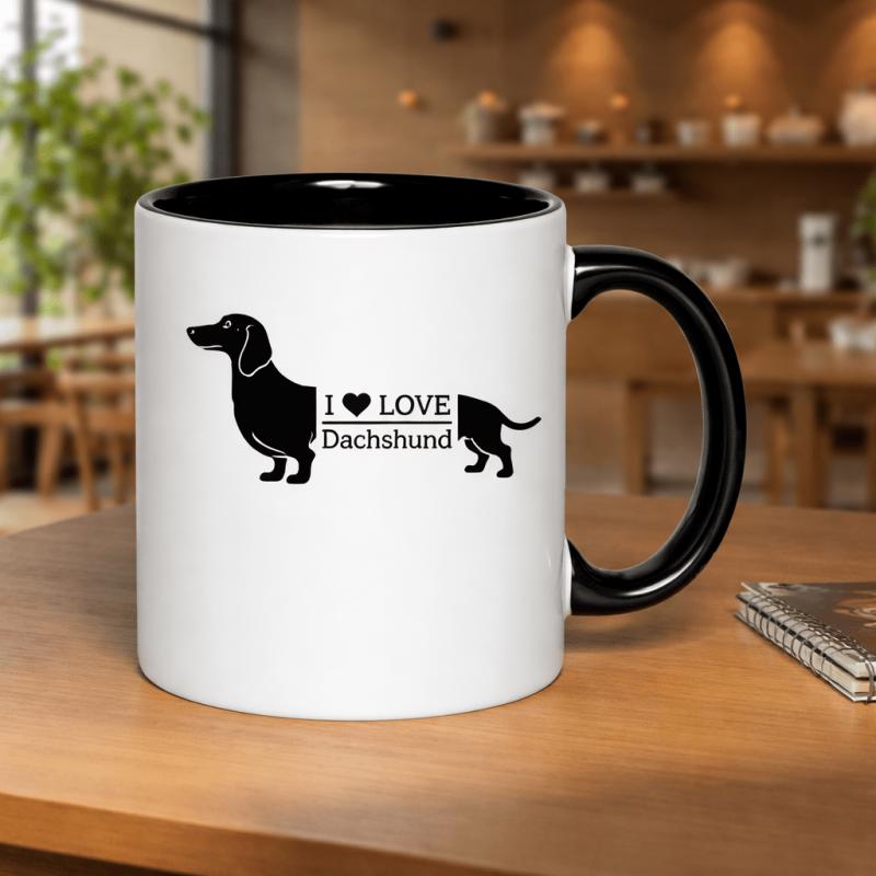Tailorly Black Accent 11 oz Mug - dachshund design