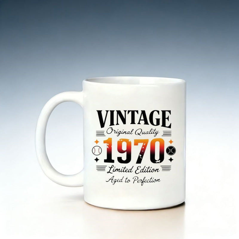 Tailorly White Ceramic 11 oz Mug - Baseball-themed design