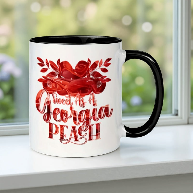 Tailorly Black Accent 11 oz Mug - roses and letters