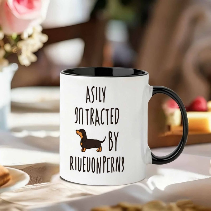 Tailorly Black Accent 11 oz Mug - one ceramic cup suitable for daily use christmas birthdays and anniversaries this humorous dachshund mug features
