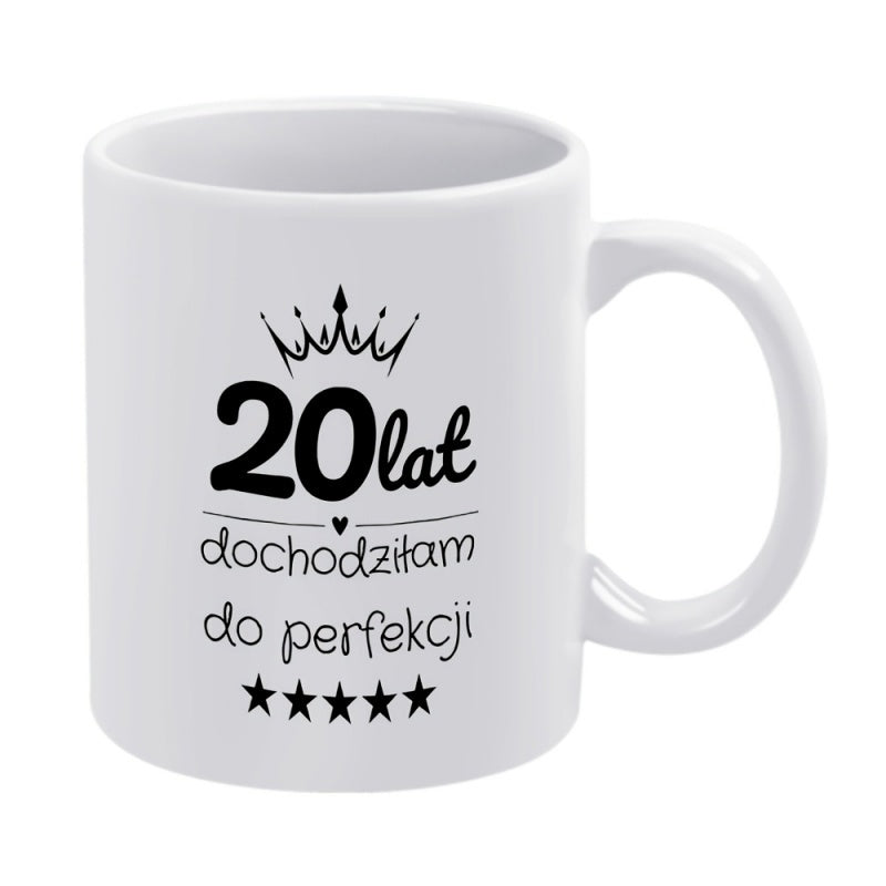 Tailorly White Ceramic 11 oz Mug - 20 years mug text
