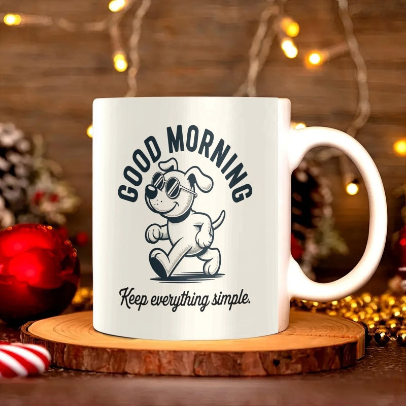 Tailorly White Ceramic 11 oz Mug - cute puppy