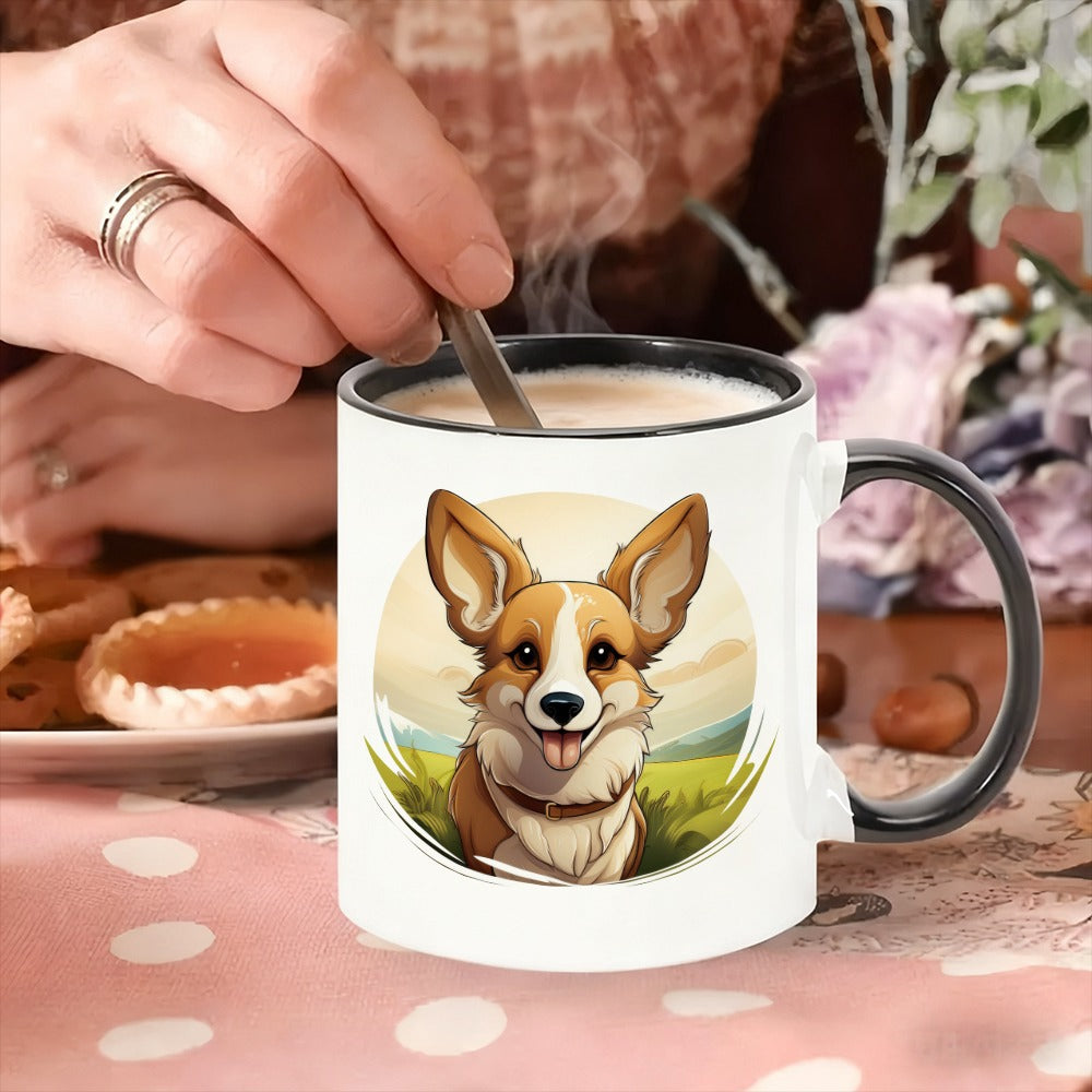 Tailorly Black Accent 11 oz Mug - one cute coffee cup with a paw print
