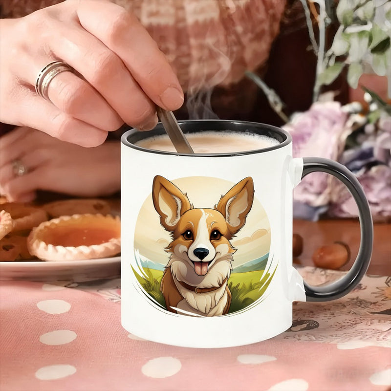 Tailorly Black Accent 11 oz Mug - one cute coffee cup with a paw print