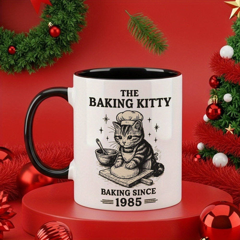 Tailorly Black Accent 11 oz Mug - kitty baking kitty design