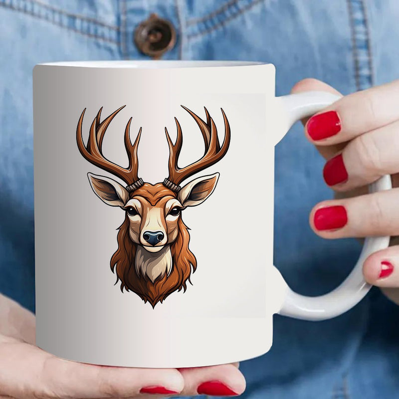 Tailorly White Ceramic 11 oz Mug - deer