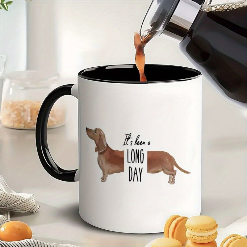 Tailorly Black Accent 11 oz Mug - dachshund illustration
