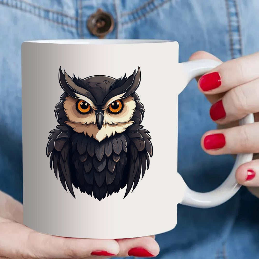 Tailorly White Ceramic 11 oz Mug - animal pattern