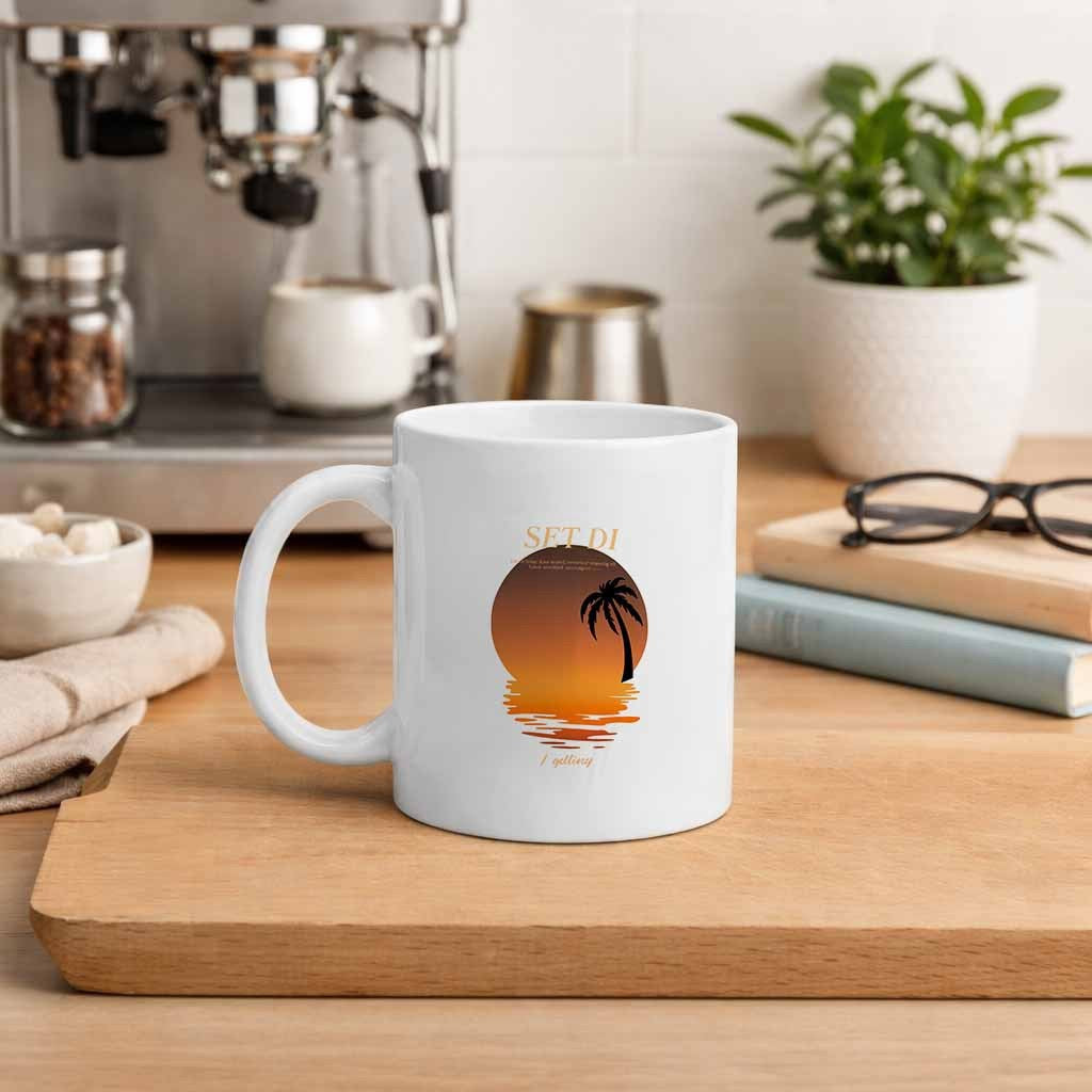 Tailorly White Ceramic 11 oz Mug - palm tree