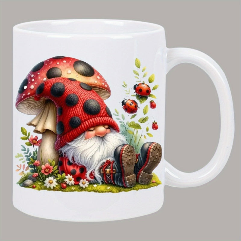 Tailorly White Ceramic 11 oz Mug - ladybug