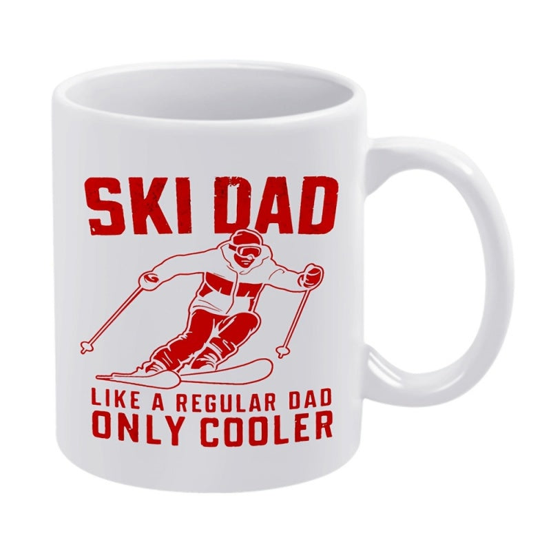 Tailorly White Ceramic 11 oz Mug - skiing dad