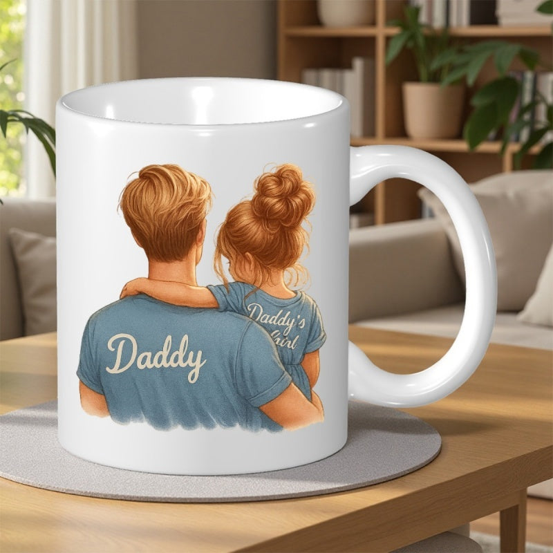 Tailorly White Ceramic 11 oz Mug - father daughter design