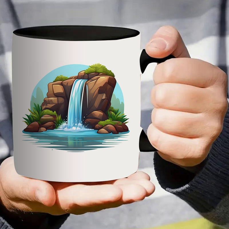 Tailorly Black Accent 11 oz Mug - waterfall landscape