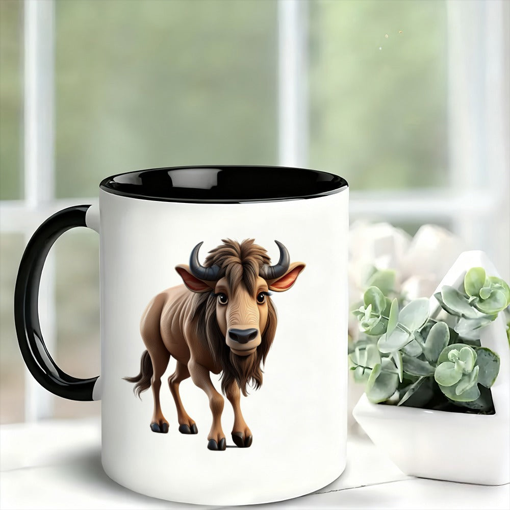Tailorly Black Accent 11 oz Mug - cute bull