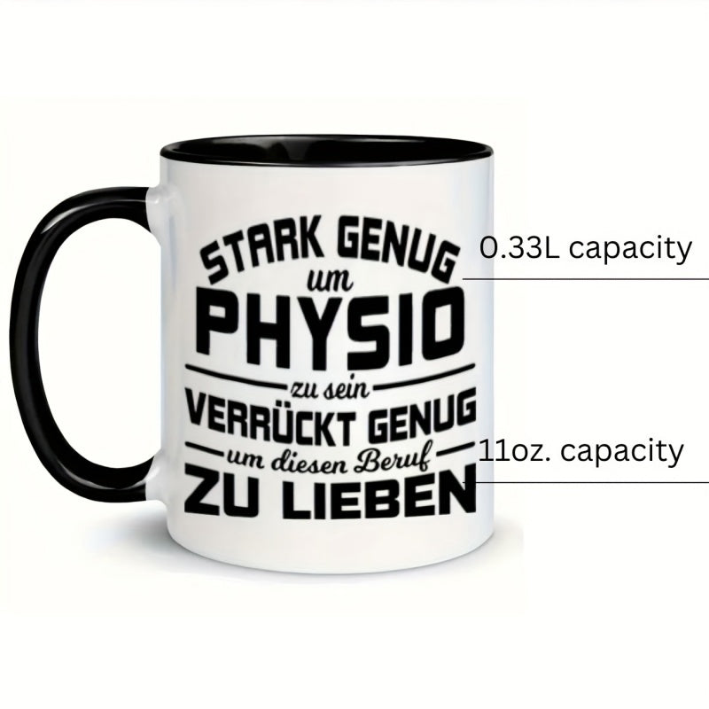 Tailorly Black Accent 11 oz Mug - german text about physiotherapy