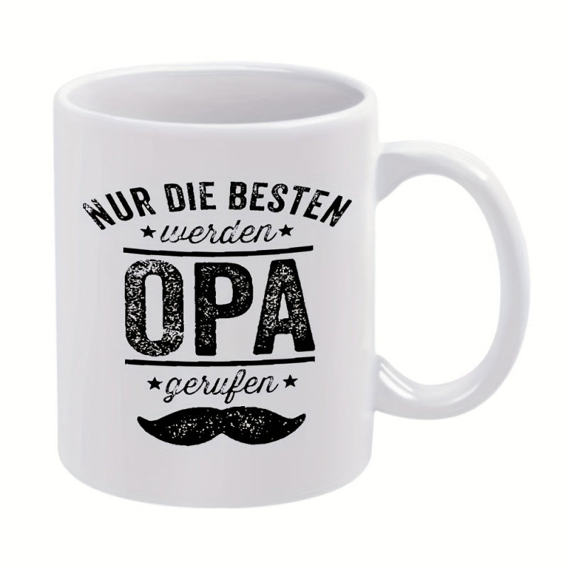Tailorly White Ceramic 11 oz Mug - mustache