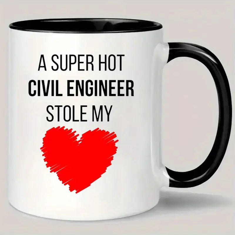 Tailorly Black Accent 11 oz Mug - red hot text civil engineer stole my heart text
