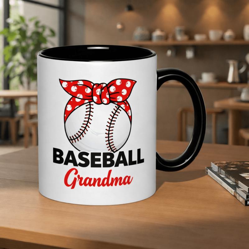 Tailorly Black Accent 11 oz Mug - baseball grandma bandana baseball mom gift idea 11oz printed ceramic mug scratch resistant print drinkware microwave