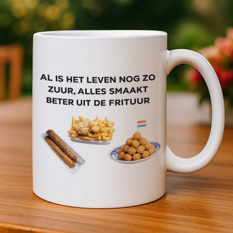 Tailorly White Ceramic 11 oz Mug - office workers gift text "even is tough fried"