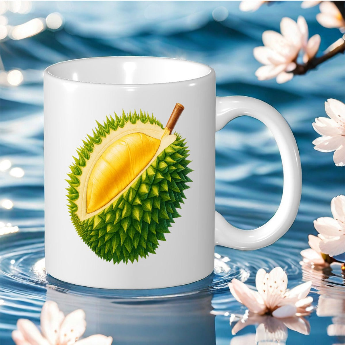 Tailorly White Ceramic 11 oz Mug - avocado and durian