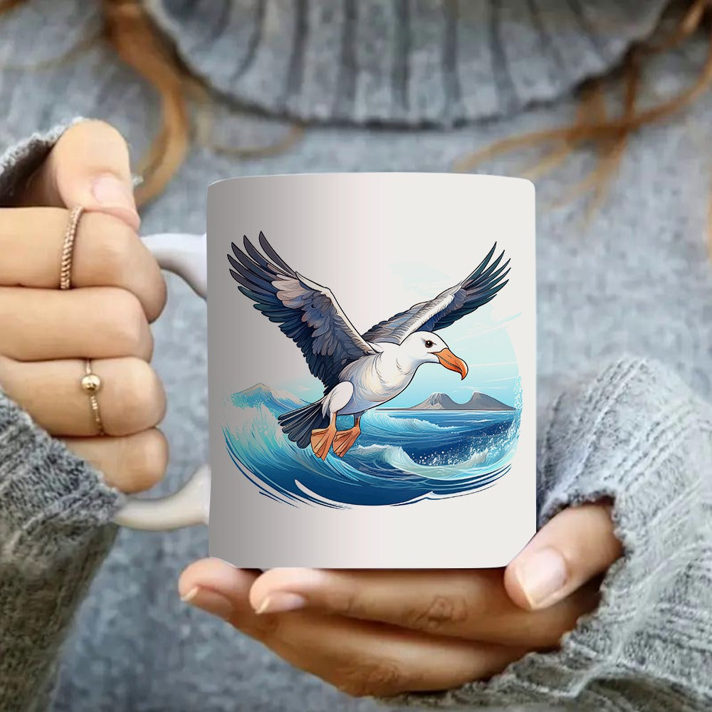 Tailorly White Ceramic 11 oz Mug - seagull