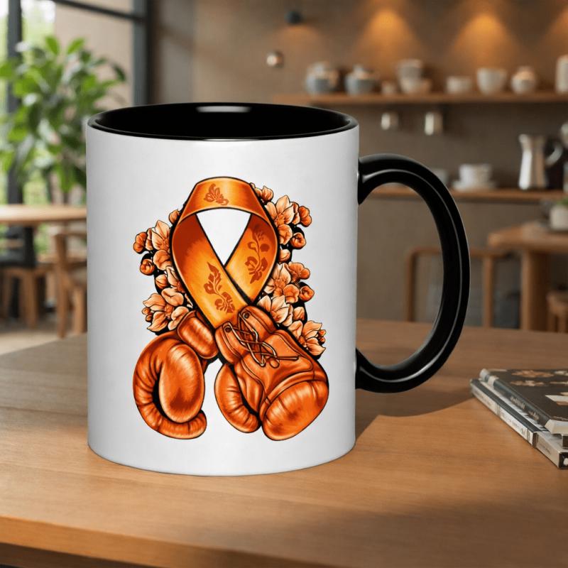 Tailorly Black Accent 11 oz Mug - boxing gloves fighting for support awareness cause awareness cause