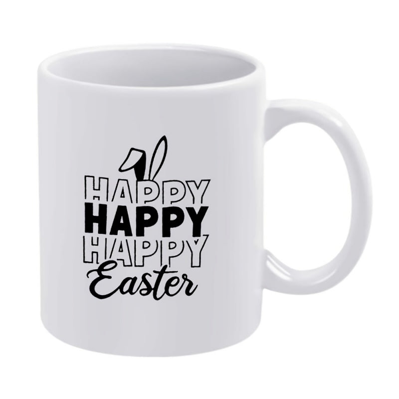 Tailorly White Ceramic 11 oz Mug - bunny face with ears