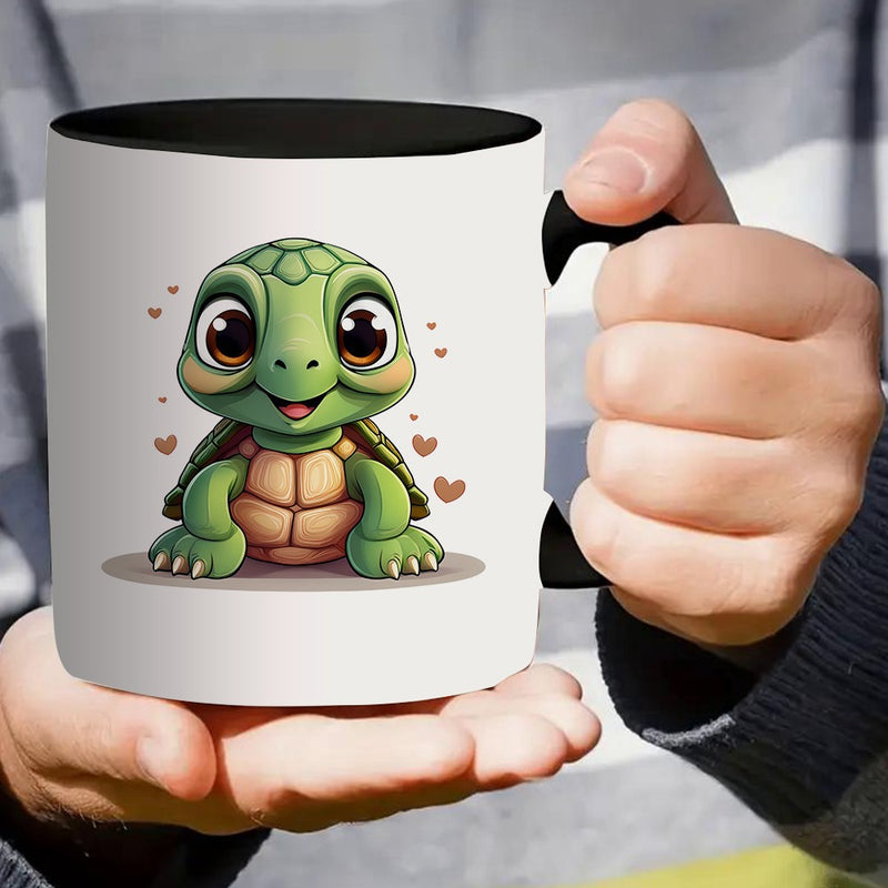 Tailorly Black Accent 11 oz Mug - cute turtle