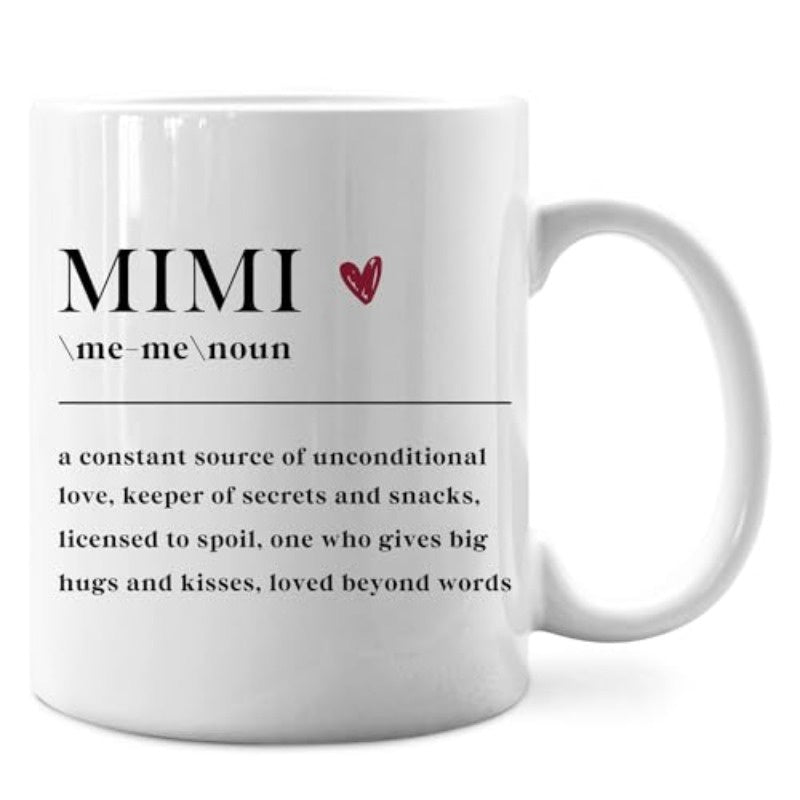 Tailorly White Ceramic 11 oz Mug - grandma mimi face name