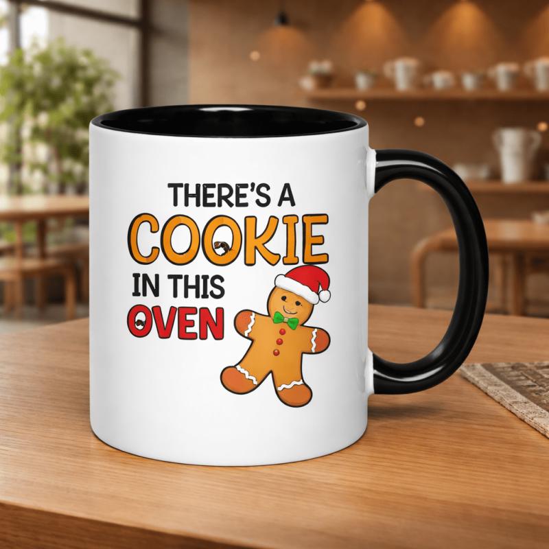 Tailorly Black Accent 11 oz Mug - a cookie in this oven with a gingerbread for man