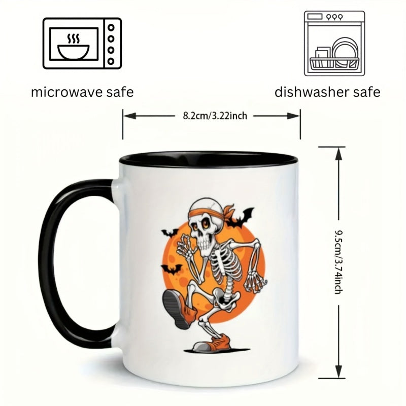 Tailorly Black Accent 11 oz Mug - dancing skeleton bats