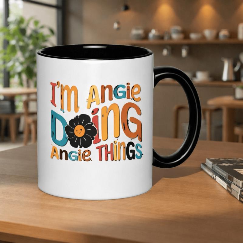 Tailorly Black Accent 11 oz Mug - an 11oz ceramic mug featuring design suitable for food use and safe for dishwasher and has a profile and an