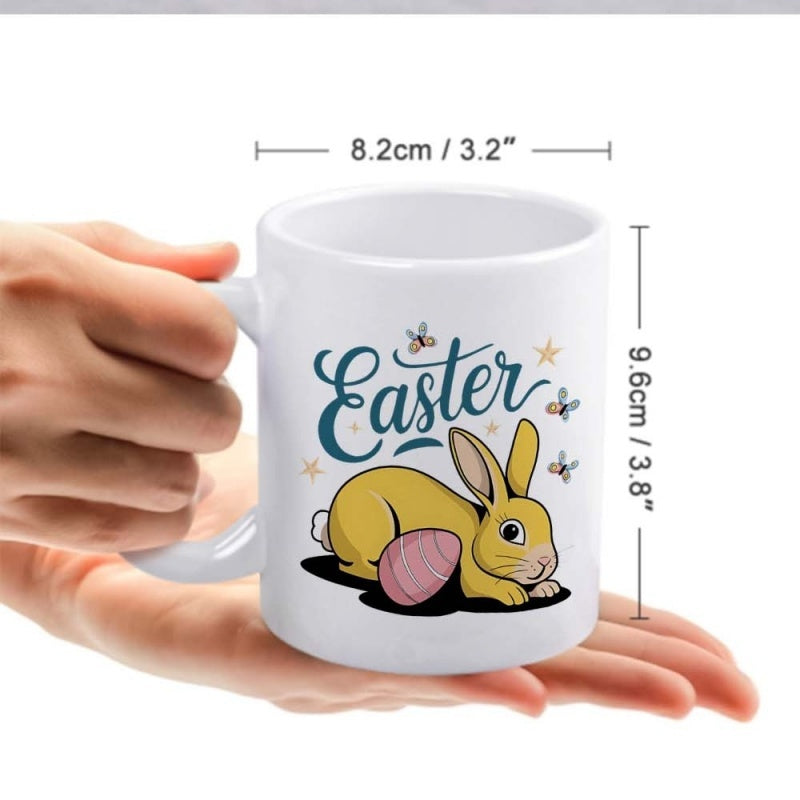 Tailorly White Ceramic 11 oz Mug - Easter bunny