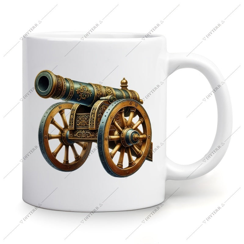 Tailorly White Ceramic 11 oz Mug - coffee， cake themed illustrations