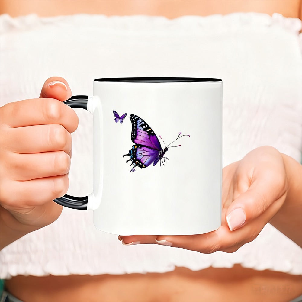 Tailorly Black Accent 11 oz Mug - purple pattern